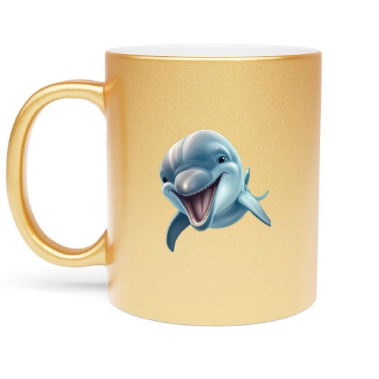 Sunny Delphinia: Joyful Dolphin's Paradise Metallic Mugs