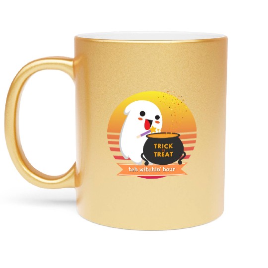 Halloween Cute Ghost Witching Hour Trick Or Treat Metallic Mugs