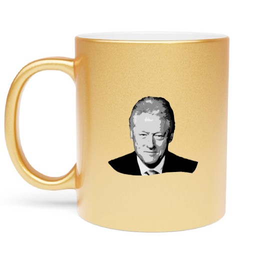 Bill Clinton Grayscale Pop Art Metallic Mugs