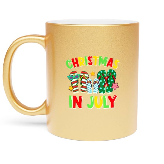 Christmas in July Flip Flops Summer Vacation Metallic Mugs