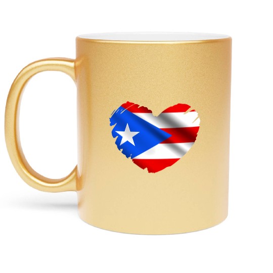 Puerto Rico Flag On Shape Of He Puerto Ricans Metallic Mugs