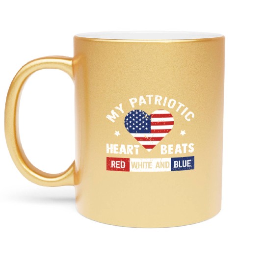 My Patriotic heart red white blue 4th of July Metallic Mugs