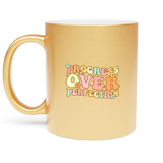 Back To School Progress Over Perfection Metallic Mugs