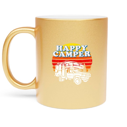 Happy Camper Funny Camping Lover Metallic Mugs