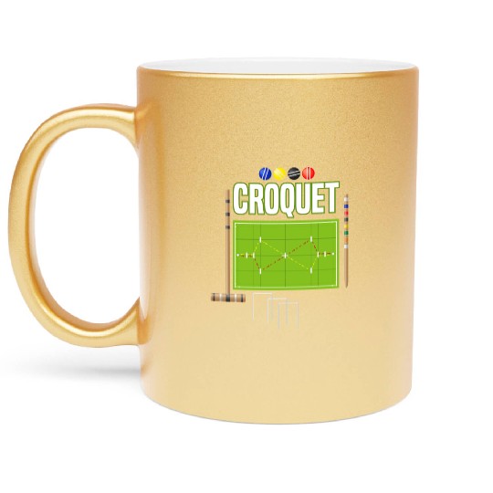 Croquet Player Garden Croquet Golf Sport Metallic Mugs