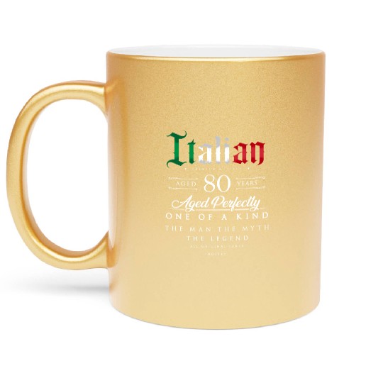 80Th Italian Age 80 Born In Italy Metallic Mugs