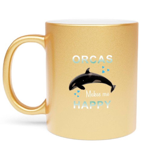 Orcas Make Me Happy Killer Whale Metallic Mugs