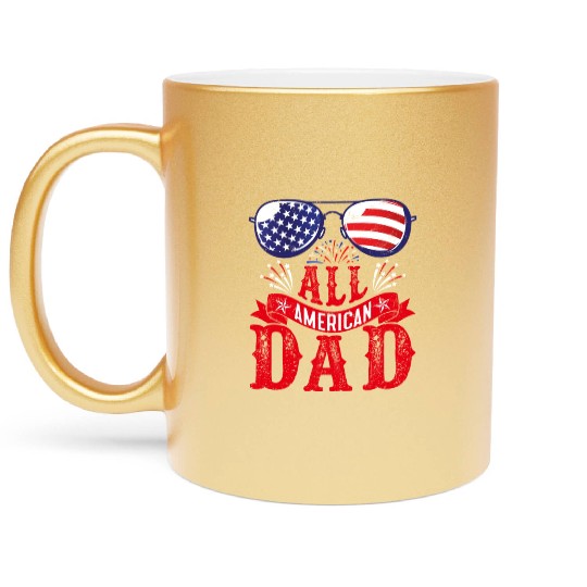 All American Dad America Pride US Patriot Metallic Mugs