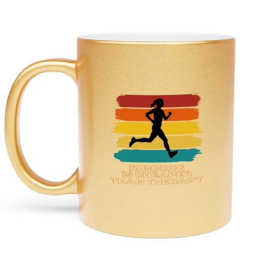 Running Is Cheaper Than Therapy Metallic Mugs