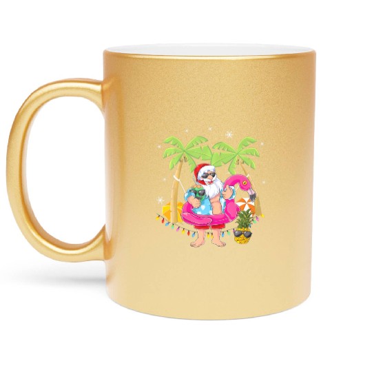 CHRISTMAS IN JULY Summer Xmas Decoration Metallic Mugs