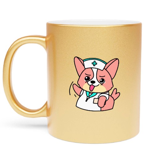 Corgi Nurse Dog Lover Welsh Metallic Mugs