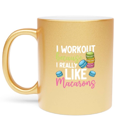 Funny Macaron Workout Ice Cream Sandwich Macaron Metallic Mugs