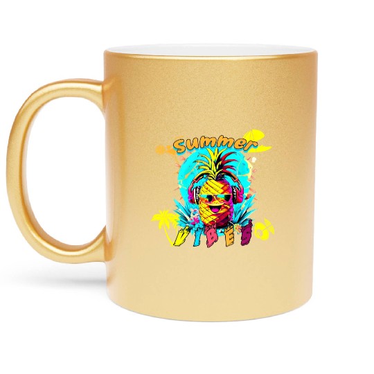 Summer Vibes Pineapple Party Metallic Mugs