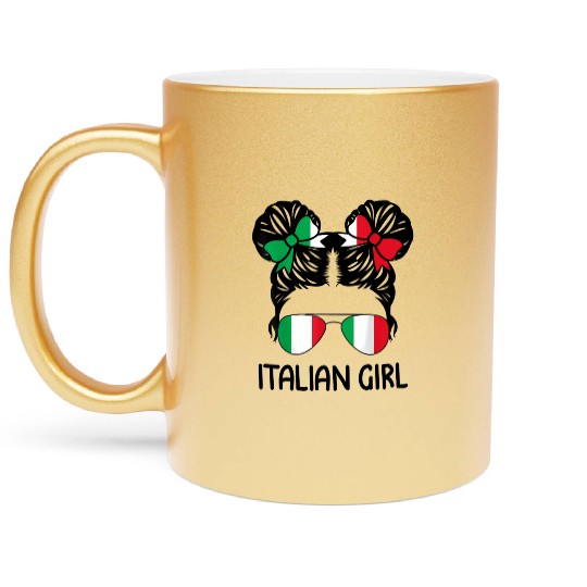 Italian Messy Hair Italy Pride Metallic Mugs