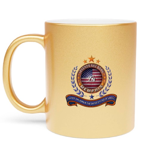 Legends of Memphis Tennessee Retro USA Flag Metallic Mugs