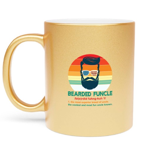 Bearded Funcle Definition Uncle Metallic Mugs