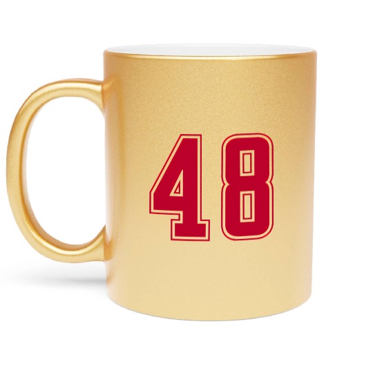 Red Number 48 Team Junior Sports Numbered Metallic Mugs