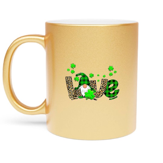 Bleached Love St Patric Day Gnomes Shamrock For Metallic Mugs