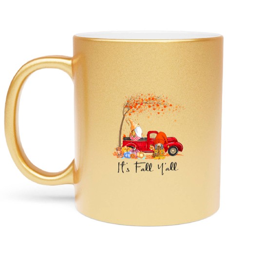 It's Fall Y'all Girls Fall Vibes Autumn Leaves Metallic Mugs