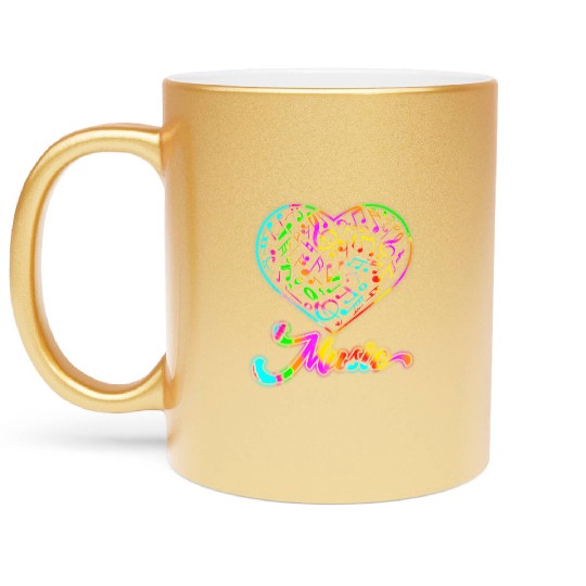 Musician Heart Notes Treble Clef Musical Metallic Mugs