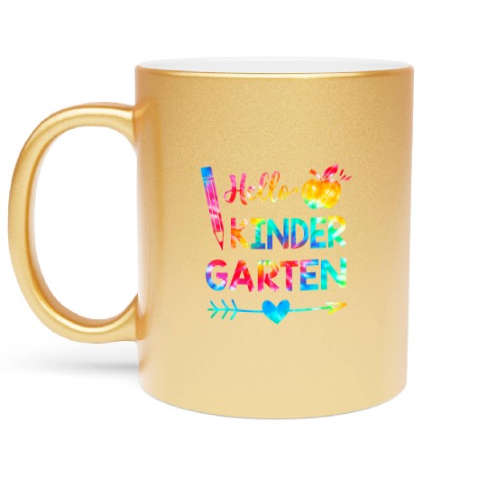 Tie Dye Hello Kindergarten Teachers Students Back Metallic Mugs