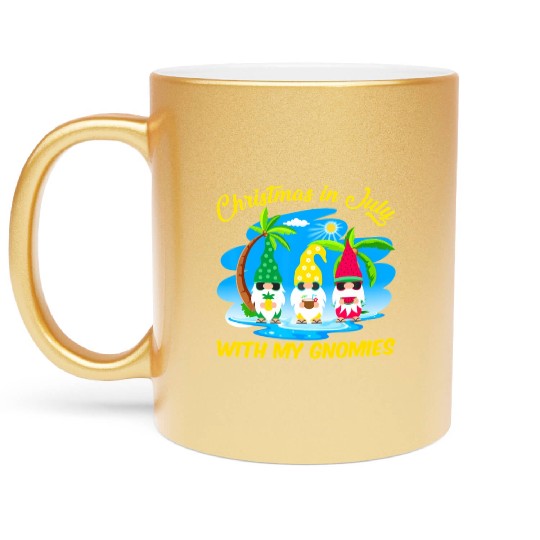 Christmas In July With My Gnomies Beach Summer Metallic Mugs