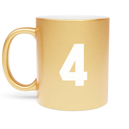 Jersey Block Number 4 Athletic Sports Uniform Back Metallic Mugs