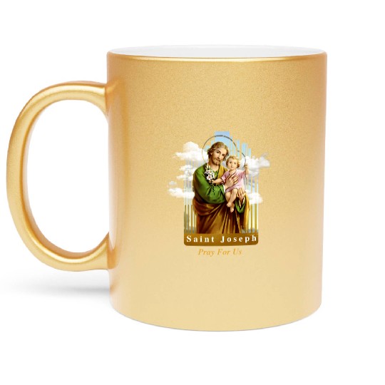 Saint Joseph Catholic Church St Joseph With Infant Metallic Mugs