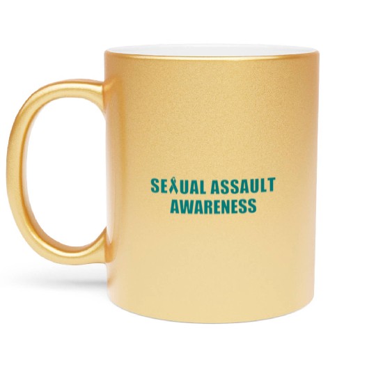 i wear teal for sexual assault awareness gift ribb Metallic Mugs