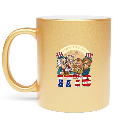 Party like it's 1776 USA Presidents Patriot Metallic Mugs
