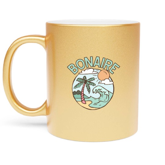 Bonaire Travel Tropical Beach Vacation Metallic Mugs