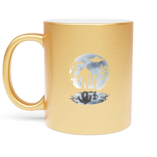 Alien Bigfoot Moon Sasquatch Ufo Extraterrestrial Metallic Mugs