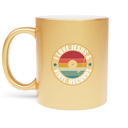 I Love Jesus And Vinyl Records Funny Vinyl Lover Metallic Mugs