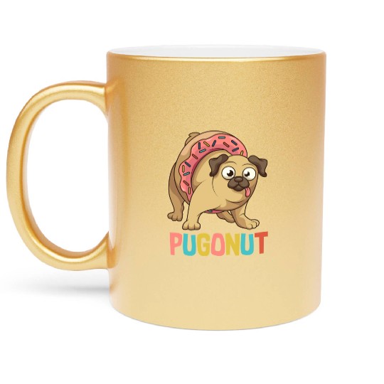 Pugonut Dog Donut Food Lover Pet Pug Puppies Metallic Mugs