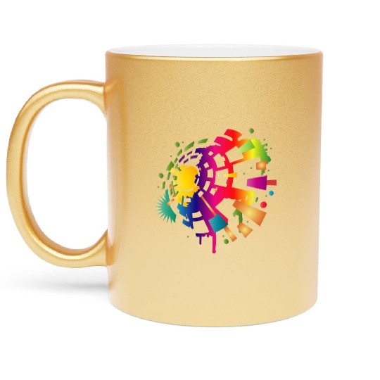 colorful sound symbol for festival season Metallic Mugs