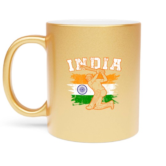 India Flag Indian Cricket Jersey Fans Player Coach Metallic Mugs