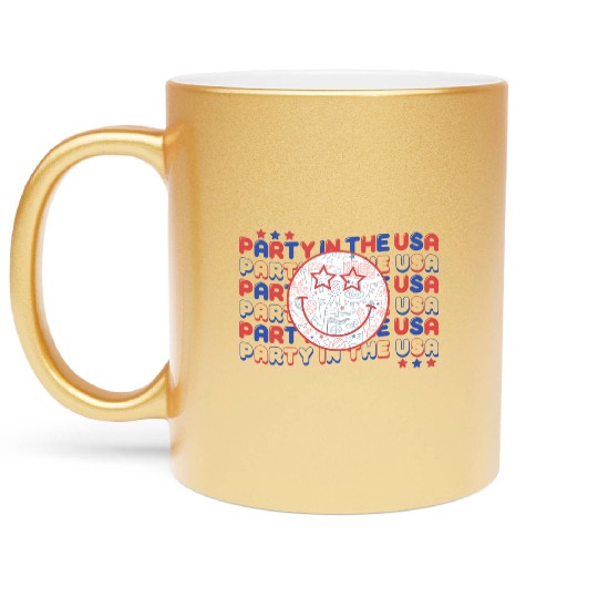Party In The Usa Hot Dog Love Funny Fourth Of July Metallic Mugs