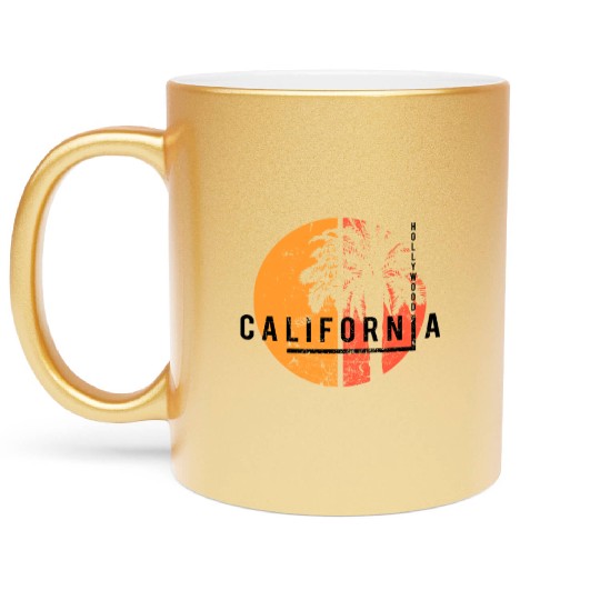 Hollywood California Cool Native Palm Tree Metallic Mugs