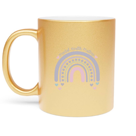 Mental Health Matters | Rainbow French Gray Metallic Mugs