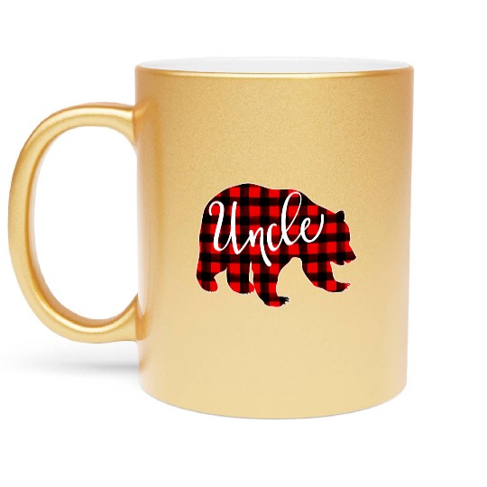 Red Plaid Uncle Bear Family Eve Buffalo Metallic Mugs