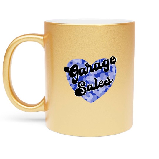 Garage Sales blue camo heart Metallic Mugs