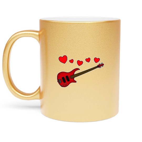 Valentines Bass Guitar Bassist Wedding Musician Metallic Mugs
