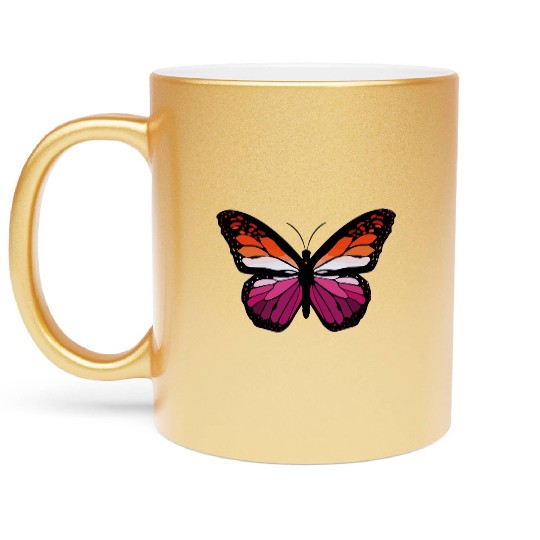 Lesbian Monarch Butterfly Sticker Metallic Mugs