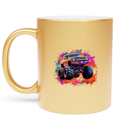 Monster Truck Big Retro Race Dad Trucker Lover Metallic Mugs