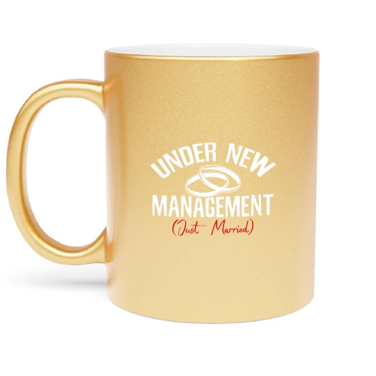 Under Newagement Just Married Groom Bride Wedding Metallic Mugs