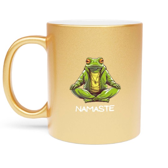 Yoga Meditation Namaste Frog Metallic Mugs