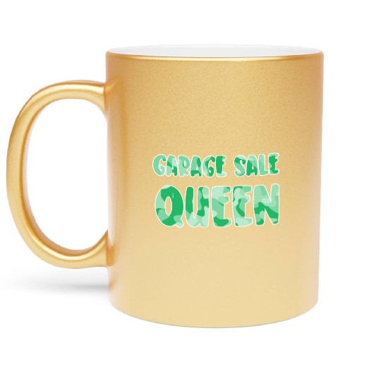 Garage Sale Queen green camo Metallic Mugs