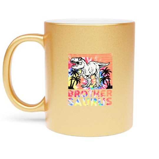Brothersaurus T Rex Dinosaur Big Brother Metallic Mugs
