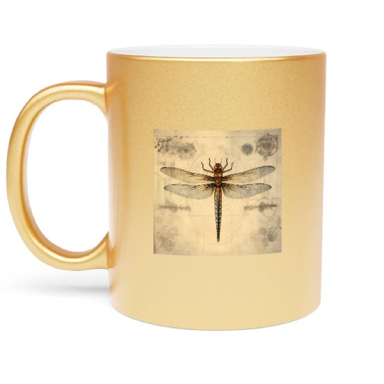 A diagrammatic drawing of a dragonfly Metallic Mugs