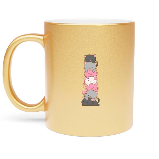 Demigirl Pride Kawaii Cat Metallic Mugs